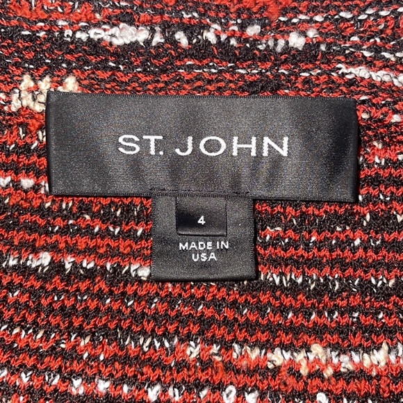 St. John Black Label Knit Tweed Fringe Cropped Jacket - Picture 6 of 9